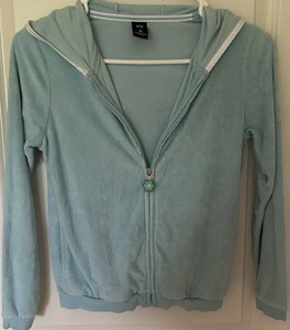 Y2K 2004 Girls gap soft terry cloth full zipped jacket power blue size XL 12 - Picture 1 of 3