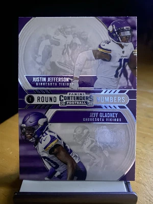 Justin Jefferson 2020 Contenders Round Numbers Minnesota Vikings RC #RN-JG - Image 1 of 2