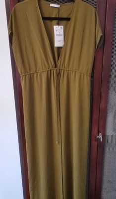 BNWT NEW Zara Collection Maxi Beach Cover Up Khaki Green Full Length Size M - Image 1 of 4