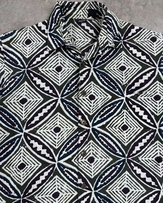 Vintage 90s Patagonia Hawaiian Shirt Mens Med Batik Geometric Cotton 1995 Rare - Image 1 of 4
