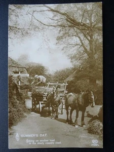 Devon Mothecombe - Summer's Day HORSE DRAWN LOGGING / TIMBER CART c1909 RPPC - Picture 1 of 4