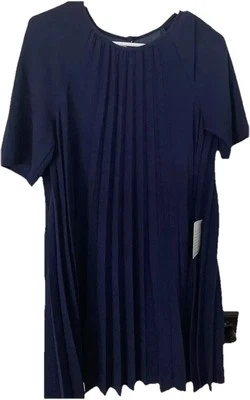 Vestido Maggy London 8 Azul Marino Plisado Swing Vestido Preppy Old Money Clásico Nuevo con Etiquetas Foto 1 de 4