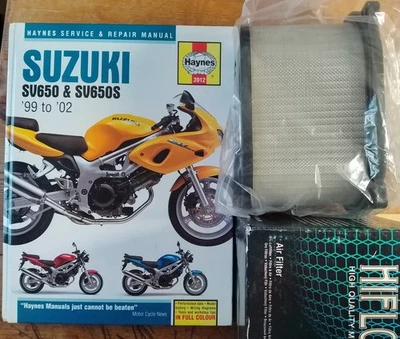 SUZUKI SV650,SV650S,X,Y,K1,K2 HAYNES MANUAL 1999-2002 + Air Filter HFA 3609 - Image 1 of 3