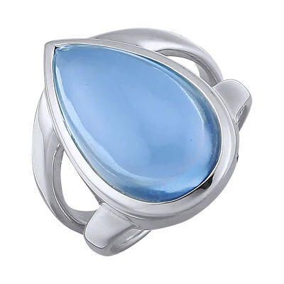 Anello Jamelli in argento sterling 925 rodiato lucido quarzo blu goccia cabochon - Immagine 1 di 4