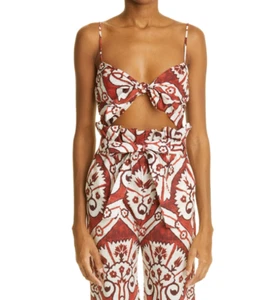 Johanna Ortiz Bandana Flair Knot Front Organic Cotton Crop Top Multi Size 6 - Picture 1 of 4