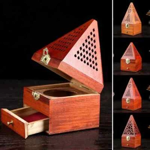Wooden Incense Pyramid Cone Insence Burner - Random 4 Designs - Picture 1 of 3