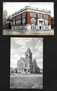 M96 (2) Pcs. Iowa, Davenport, Commercial Mens Club & 1st Presbyterian Church - Picture 1 of 2