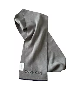 NWT Gray And Blue Knit Calvin Klein Scarf Subtle Ribbed Pattern - Picture 1 of 3