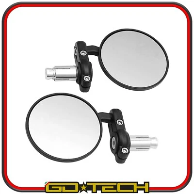 SPECCHIETTI MOTO MANUBRIO BAR END SPECCHI RETROVISORI CAFE RACER REGOLABILI NERI - Imagen 1 de 4