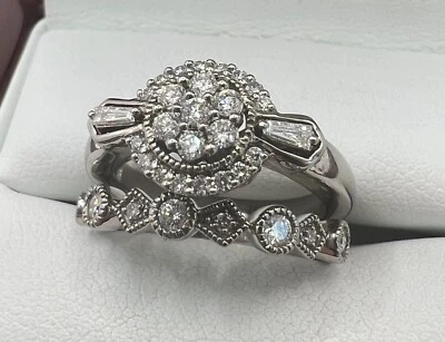 950 Palladium Diamond Ring Set - Size K - Boxed with Certificates - Image 1 of 4