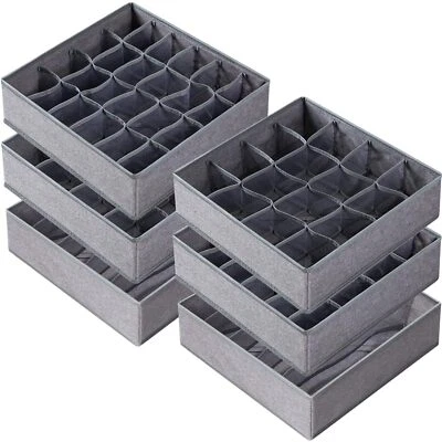 6 Pack Large Drawer Organizer For Sock Underwear Washable Heavy Duty Fabric Clos - Image 1 of 4