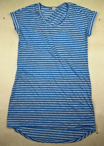 Spirit Activewear abito grande tunica a righe donna blu grigio scoop spalle scoperte - Foto 1 di 7