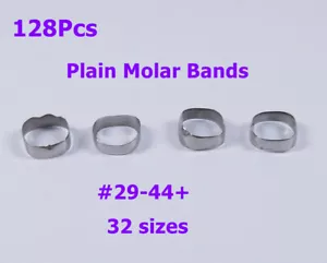 32Kits/128Pcs Dental Orthodontic Plain Molar Bands 1st 6th Inner Rough #29-44+ - Picture 1 of 7