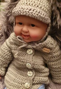 Gehäkeltes Set_Ausfahrgarnitur_Gr.56_ Erstlings-Set_Baby-Garnitur_Jungen - Bild 1 von 2