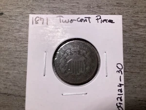 1871 Two-Cent Piece U.S. Copper Coin-Fine Condition 092124-30 - Picture 1 of 4