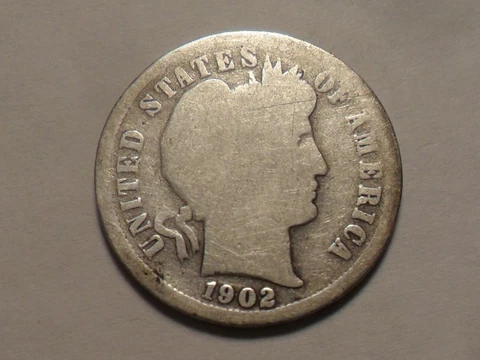 1902-S NICE "BETTER DATE/MM" BARBER 90% SILVER DIME LOW MINTAGE 2,070,000!!! Cover
