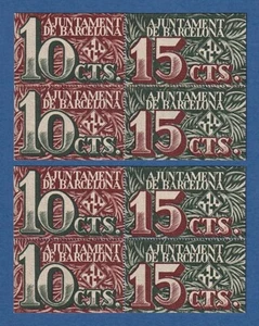 BARCELONA -- 2 CORRELATIVE BLOCKS 10-15 CTMOS (1937) -- SC -- S/A-B -- 1st EMI - Picture 1 of 2