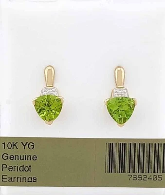 GENUINE 2.20 Cts PERIDOT DANGLING EARRINGS 10K GOLD - Free Certificate Appraisal - Image 1 of 4