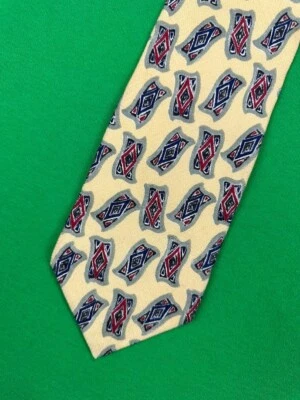 Corbata de cuello vintage LT Designs 100 % seda para hombre amarilla abstracta importada de Italia Foto 1 de 4
