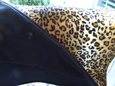 NEW FLEECE BLANKET-58" X 92"-BROWN ANIMAL SPOTS-TWO LAYERS-REVERSIBLE-SEWN EDGES - Image 1 of 4