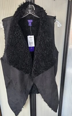 CHALECO DE PIEL SINTÉTICA Madden Girl Negro Nuevo con Etiquetas Talla L/XL $78.00 Foto 1 de 4