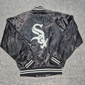 Vintage Hartwell Sports Jacket Mens Large Black White Sox Bomber Satin Made USA - Picture 1 of 14