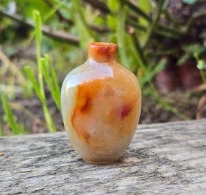 Chinese Antique Russet & Green Jade Snuff Bottle Well Hollowed c19th Jadeite - Picture 1 of 20