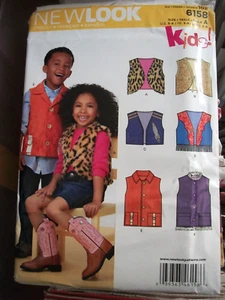 Unisex Boy Girls New Look 6158 UNCUT Kids Pattern Vest Variety Size 3-4-5-6-7-8 - Picture 1 of 2