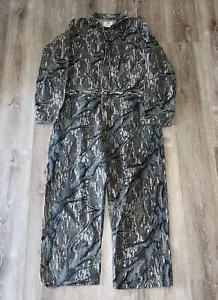 VTG 70s Mossy Oak Camouflage Coveralls USA Tree Forest Hunting Sz L Talon Zip - Picture 1 of 9