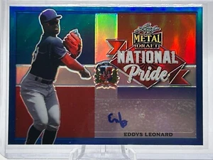 EDDYS LEONARD 2021 LEAF METAL DRAFT NATIONAL PRIDE BLUE AUTO 20/35 #NP-EL1 JT - Picture 1 of 2