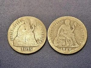 1875-P & 1888-P Seated Liberty Dimes - Picture 1 of 2
