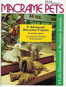 Macrame Pets Book Animals Instructions Patterns Elephant Parrot Mallard Dog 7218 - Picture 1 of 7