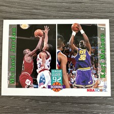 1992 HOOPS Scoring Leaders MICHAEL JORDAN/KARL MALONE Basketball Card #320
