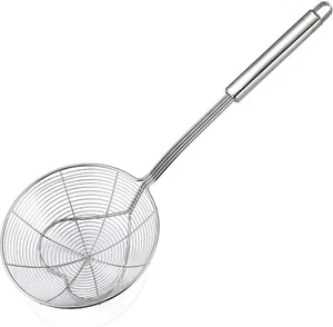 6.3 Inches Strainer Mesh Skimmer Spoon for Frying Stainless Steel Fryer Scoop - Picture 1 of 7