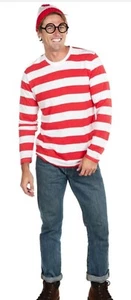 Tipsy Elves Where’s Waldo Costume Mens Size Large L Shirt Beanie Hat Glasses - Picture 1 of 12