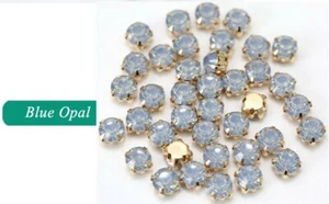 10 STCK. X 6 MM RUND BLAU OPALHARZ GOLD RÜCKSEITE KRALLE FLATBACK AUF EDELSTEINE NÄHEN - Bild 1 von 4