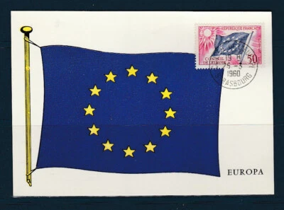 Fre carte maximum conseil de l'Europe num 21 le 50f  de 1959 oblitérés en 1960 - Photo 1/2