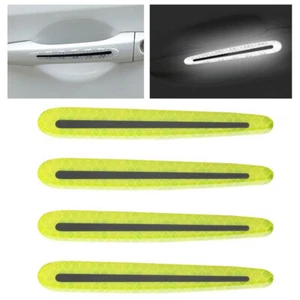 4 Stück Reflektierende Aufkleber für Auto KFZ  Türgriff Kohlefaser Schutzfolie - Picture 1 of 16