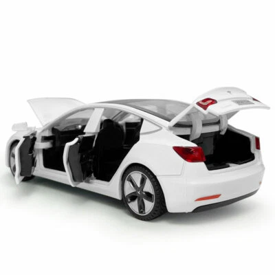 1:32 Tesla Model 3 Model Car Diecast Toy Vehicle Kids Gift White Collection - Image 1 of 4