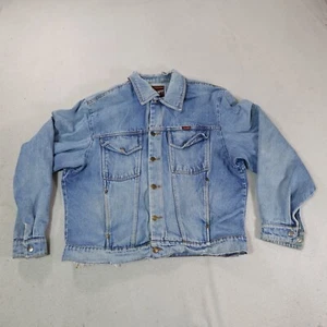 Vintage Rustler Denim Jacket Mens Medium Trucker Blue Short Western Cowboy Top - Picture 1 of 20