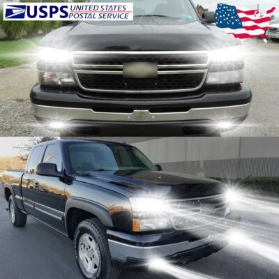 Farol LED COB + luz de neblina para Chevy Silverado 1500 2500HD 3500HD 03-2006 6000K - Imagem 1 de 4