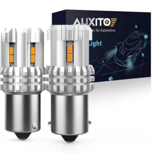 2x AUXITO 1156 7506 LED Turn Signal Light Amber Canbus Parking Reverse DRL Lamps - Picture 1 of 11