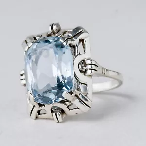 Silber Ring 800 Blauer Stein Größe 52 (16,5 mm Ø) 4,83 g - Bild 1 von 7