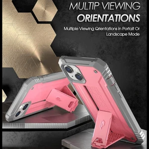 For iPhone 14 Case Full Body Cover with Screen Protector Kickstand Light Pink - Picture 1 of 6