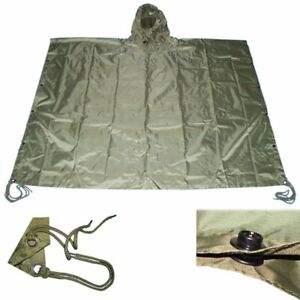 OD GREEN Nylon Military USMC Style All Weather Poncho Rain Coat Camping Hiking