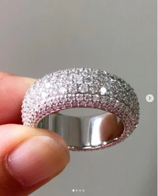 3Ct Round Lab-Created Diamond Full Eternity Wedding Band 14K White Gold Plated - Image 1 of 4