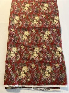 100% cotton quilting fabric Red floral Purple & Cream 39” X 44” - Picture 1 of 3
