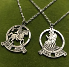 Lot of 2 Vintage Pewter Betsy Ross Paul Revere Pendants 16" Chain Silver Tone