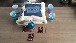 Dutch Bros Throw Blanket 50" × 60" Brand New still wrapped in Box w/5 cups! - Picture 1 of 10