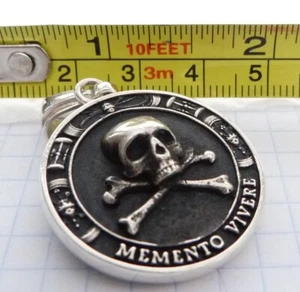 Silver 925 Pendant Memento Mori Skull - Picture 1 of 12